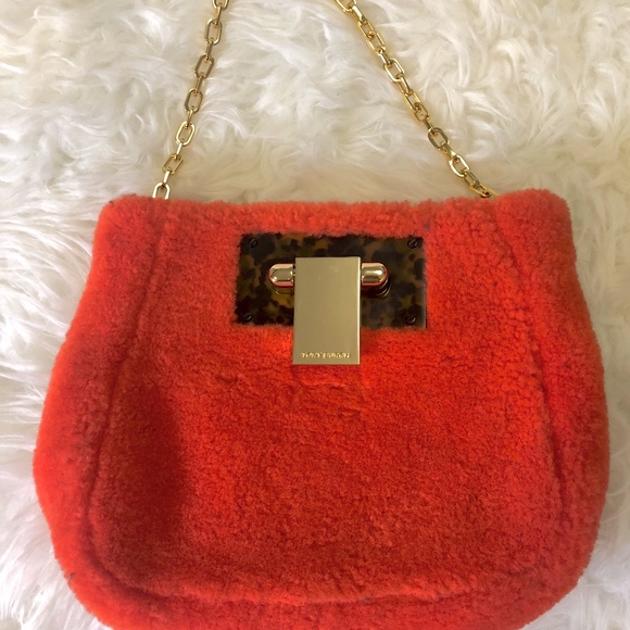 Tory Burch Fun Fur Clutch Handbag Shearling Purse - Picture 1 of 7